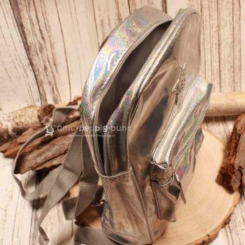 Rucksack Kinder silber glitzer Schimmer PVC abwaschbar