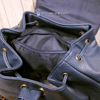 Rucksack Boho Leder blau Fransen