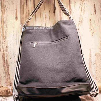 Rucksack oder Handtasche grau Pailletten Motiv Ying & Yang