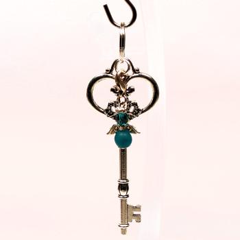 Schlüsselanhänger Schutzengel Türkis – 2-in-1 Schlüssel & Charmsanhänger