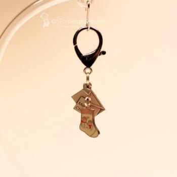 Schlüsselanhänger Weihnachten mit Karabiner Brief Socke versilbert