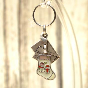 Schlüsselanhänger Weihnachten Brief Socke versilbert