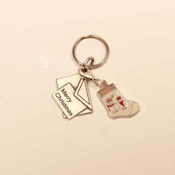 Schlüsselanhänger Weihnachten Brief Socke versilbert