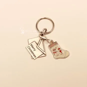 Schlüsselanhänger Weihnachten Brief Socke versilbert - schluesselanhaenger weihnachten socke modeschmuck merry christmas