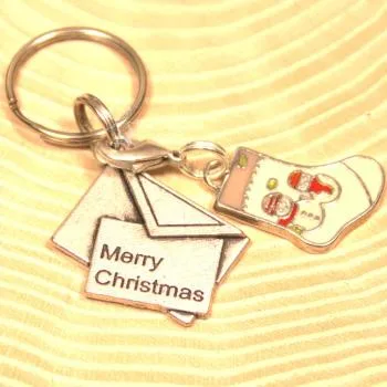 Schlüsselanhänger Weihnachten Brief Socke versilbert - schluesselanhaenger weihnachten socke modeschmuck merry christmas