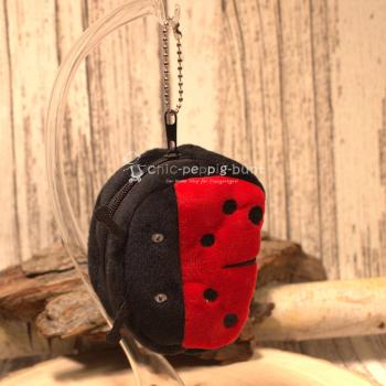 Mini-Plüsch-Geldbörse Marienkäfer (Rot/Schwarz) als Taschenanhänger Unisex.