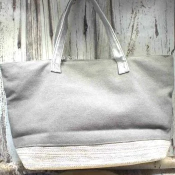 Shoppertasche gross grau Pailletten Anker silber - shopper tasche gross grau pailletten glitzer anker