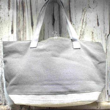 Shoppertasche gross grau Pailletten Stern silber