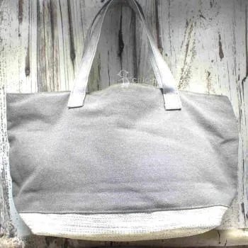 Shoppertasche gross grau Pailletten Stern silber - shopper tasche gross grau pailletten glitzer stern