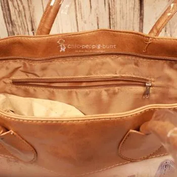 Shoppertasche groß braun Motiv Amerika - shopper tasche gross kunstleder braun amerika flagge