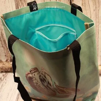 Shoppertasche gross Kunstleder mit Schmetterling Blumen Motiv - shopper tasche gross kunstleder schmetterling gruen mint blumen