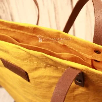 Nachhaltige Shoppertasche aus waschbarem Papier – Made in Germany - shopper tasche gross papier leder gelb ocker 1fach