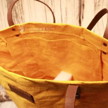 Nachhaltige Shoppertasche aus waschbarem Papier – Made in Germany - shopper tasche gross papier leder gelb ocker 1fach
