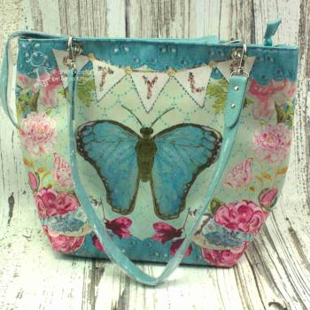 Grosse Shopper Tasche mit blauem Schmetterling