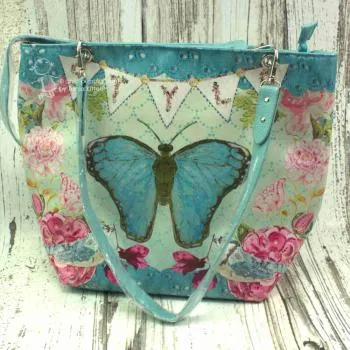 Grosse Shopper Tasche mit blauem Schmetterling