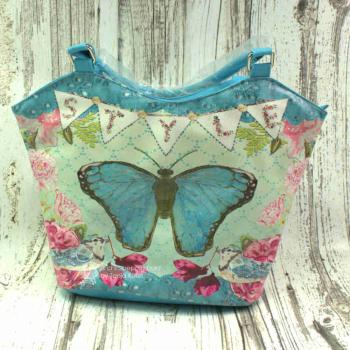 Grosse Shopper Tasche mit blauem Schmetterling