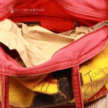 Shopper Tasche Katze mit einigen Ausbleichungen durch Sonneneinstrahlung - shopper tasche stoff klein chat noir schwarz katze rot gelb
