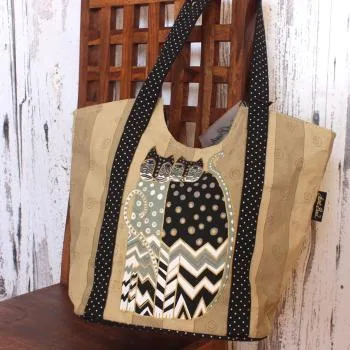 Grosse Shoppingtasche mit zwei Katzen - shopper tasche gross katzendesign grau schwarz