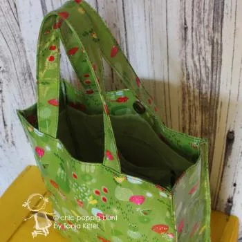 Shopper Tasche klein aus Wachstuch - shopper tasche wachstuch eule klein innen