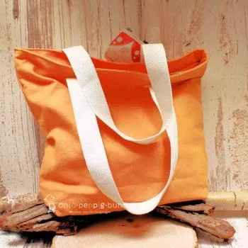 Shoppertasche groß orange mit VW T1 Bus Motiv - shoppertasche einkaufstasche vw orange bus