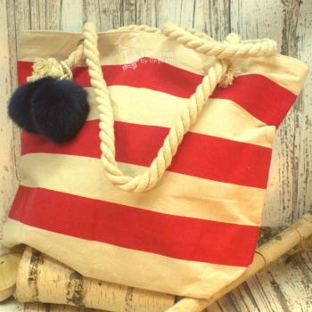 gestreifte Strandtasche rot