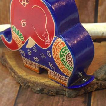 Spardose Elefant blau für Kinder aus Kunstleder