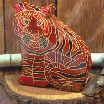 Spardose Tiger rot für Kinder aus Kunstleder