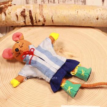 Kuscheltier genähte Maus mit Hose und Hemd