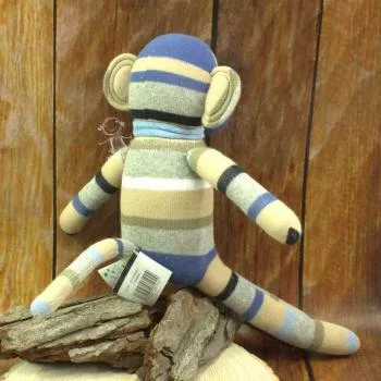 Stofftier Sockenaffe beige und blau