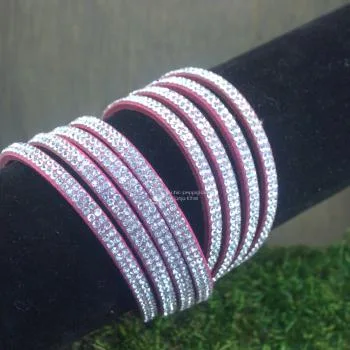 Wildleder-Optik Armband Strass - strassarmband pink1