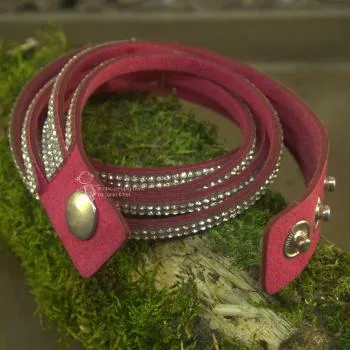 Wildleder-Optik Armband Strass - strassarmband pink2