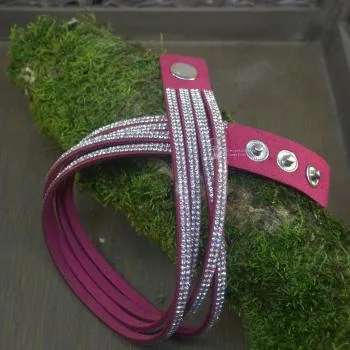 Wildleder-Optik Armband Strass - strassarmband pink3