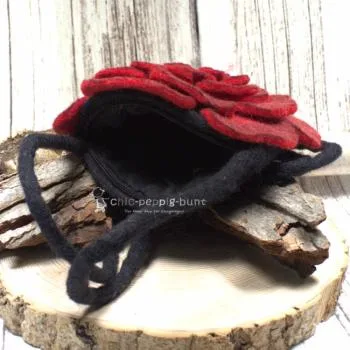 Umhängetasche filz Form einer Blume rot - umhaengetasche filz blume rot handtasche handmade unikat