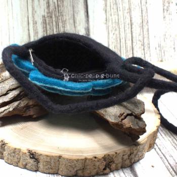 Umhängetasche filz Form einer Blume türkis