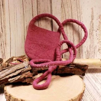 Umhängetasche filz mit Perle klein - umhaengetasche filz klein altrosa handtasche handmade unikat