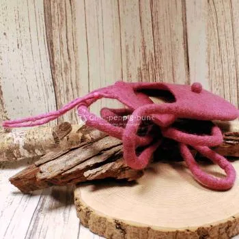 Umhängetasche filz mit Perle klein - umhaengetasche filz klein altrosa handtasche handmade unikat