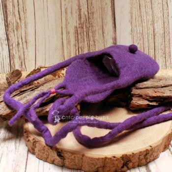 Umhängetasche filz mit Perle klein lila