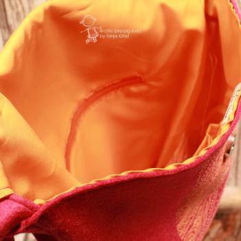 Umhängetasche Filz Magnetknopf pink 3 Fächer