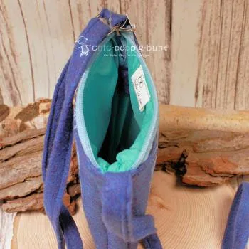 Umhängetasche Filz klein 1 Fach blau - umhaengetasche handtasche klein blau filz 1fach reissverschluss