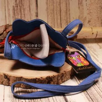 Umhängetasche Laura Burch Katzenkopf-Form blau - umhaengetasche handtasche klein katzen kopf laura burch unikat blau