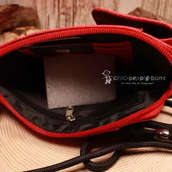 Handytasche Leder rot klein 7 Fächer - umhaengetasche handtasche klein orange leder bench knopfverschluss