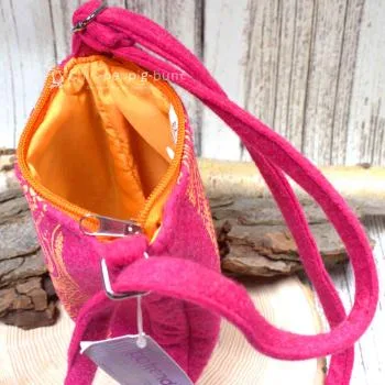 Umhängetasche Filz klein 1 Fach pink - umhaengetasche handtasche klein pink filz 1fach reissverschluss