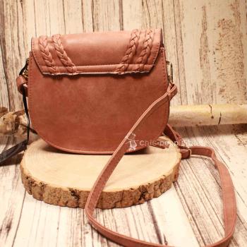 Boho Handtasche Altrosa – Leder Schultertasche mit Fransen
