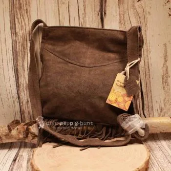Leder Handtasche Dunkelbraun – Boho Umhängetasche Wildleder - umhaengetasche handtasche leder fransen klein dunkelbraun