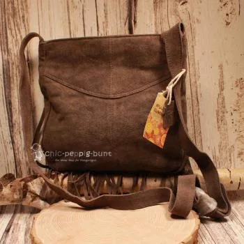 Leder Handtasche Dunkelbraun – Boho Umhängetasche Wildleder - umhaengetasche handtasche leder fransen klein dunkelbraun