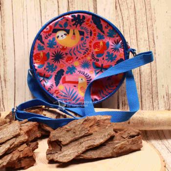 Umhängetasche Kinder rund blau Faultier