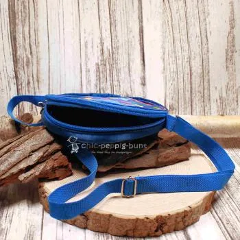 Umhängetasche blau Kinder rund bunte Schmetterlinge - umhaengetasche kinder rund blau schmetterlinge bunt handtasche