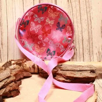 Umhängetasche rosa Kinder rund Schmetterlinge - umhaengetasche kinder rund rosa schmetterlinge bunt handtasche