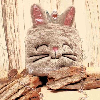 Umhängetasche Kinder plüsch glitzer Ohren grau