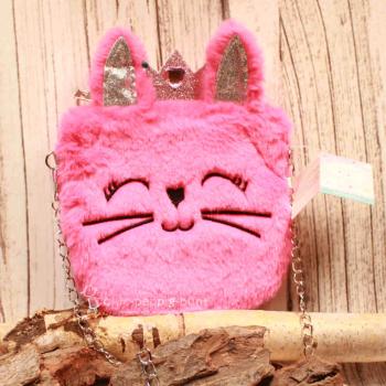 Umhängetasche Kinder plüsch pink mit glitzer Ohren - Krone